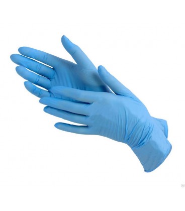 Эластичные и прочные медицинские одноразовые перчатки Размер L. Цвет Гобубой